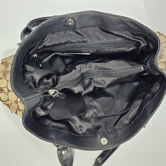 Y2K Coach Penelope Signature Monogrammed Shoulder Purse Tan & Brown - Picture 5 of 10